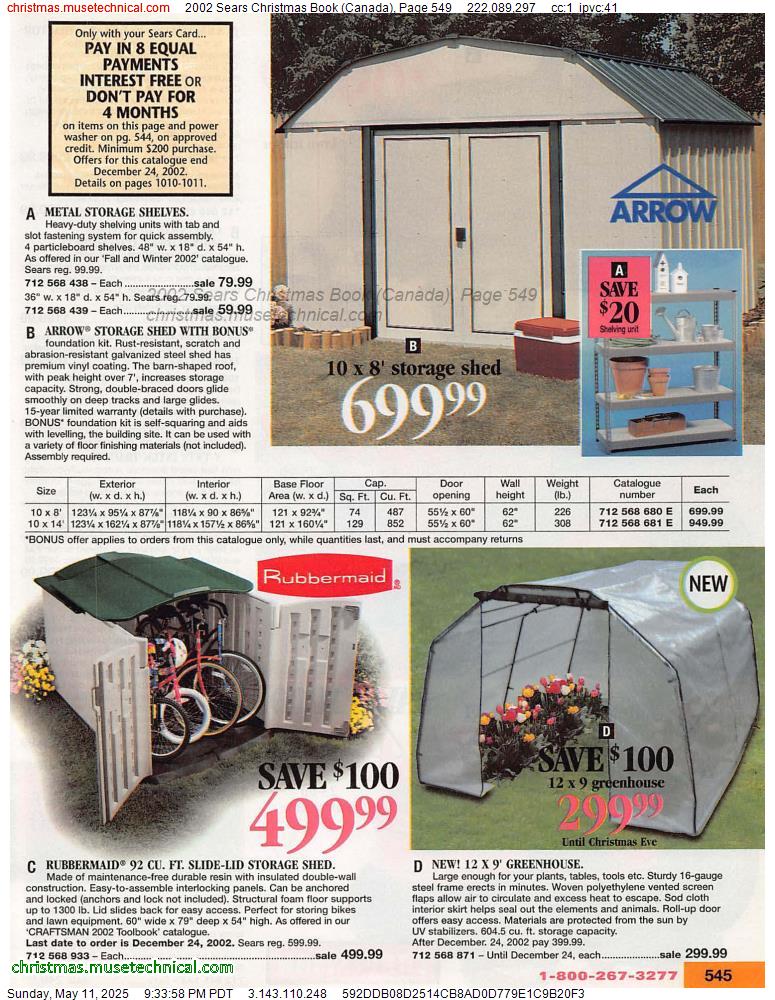 2002 Sears Christmas Book (Canada), Page 549