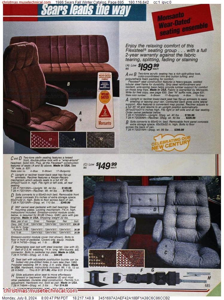 1986 Sears Fall Winter Catalog, Page 695