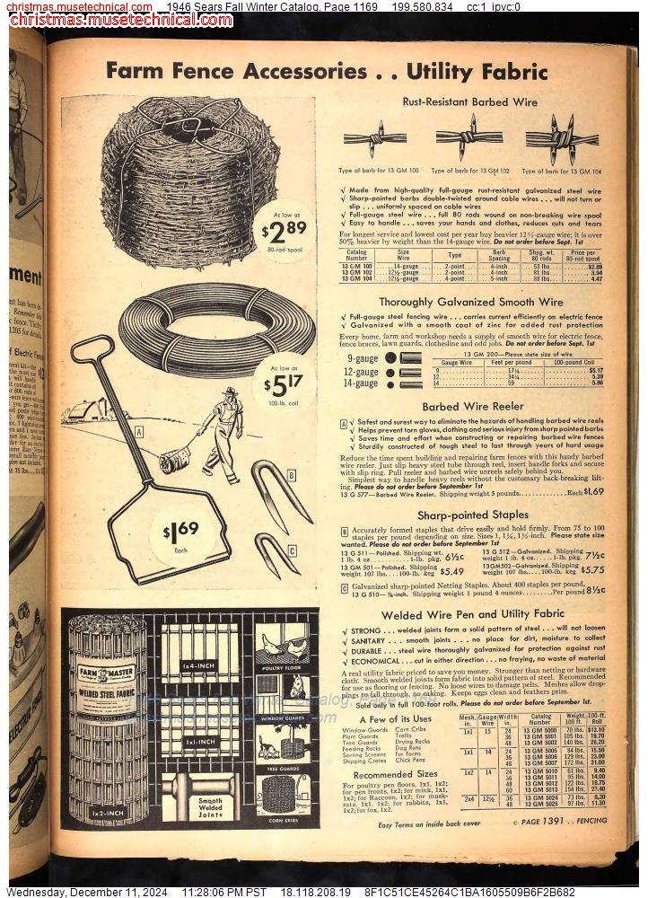 1946 Sears Fall Winter Catalog, Page 1169