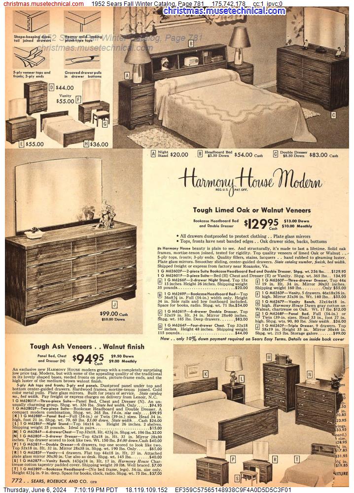 1952 Sears Fall Winter Catalog, Page 781
