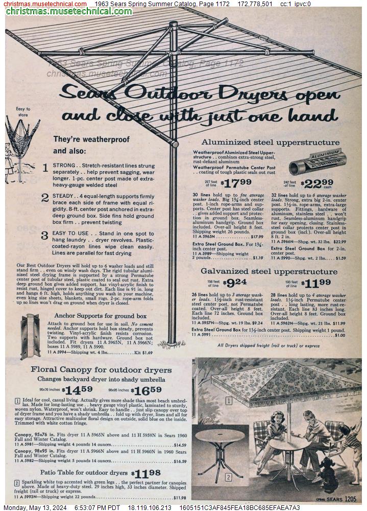 1963 Sears Spring Summer Catalog, Page 1172