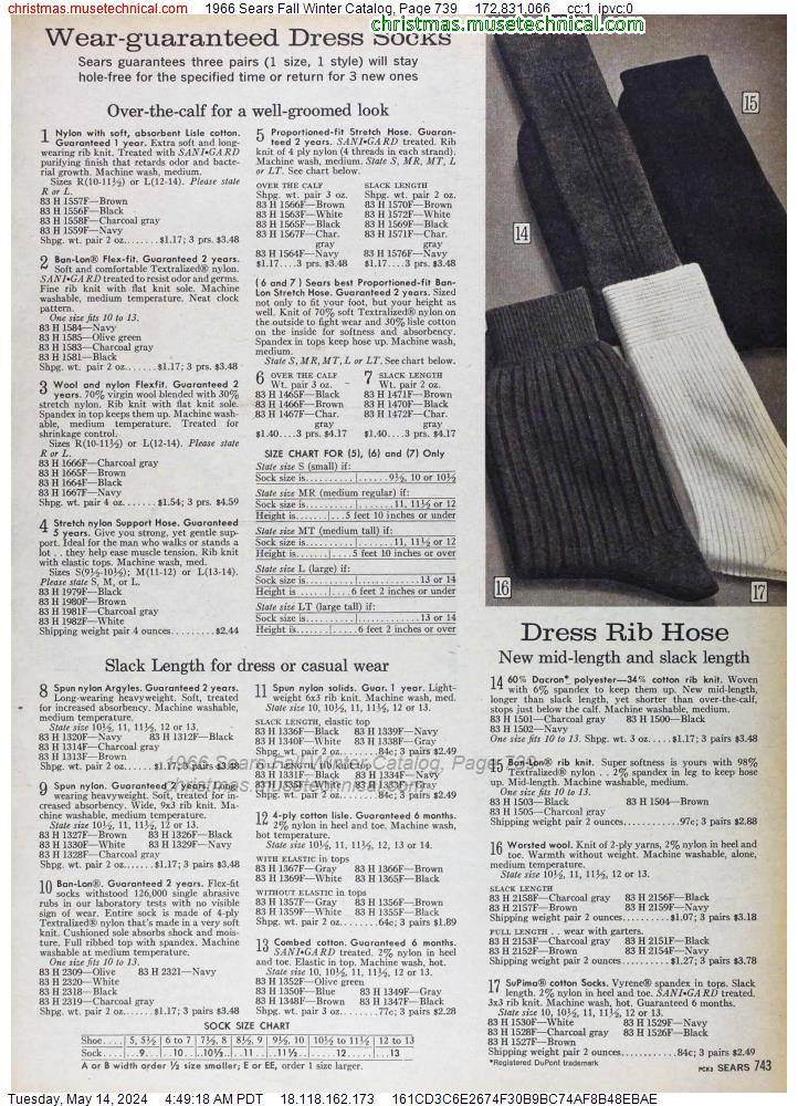 1966 Sears Fall Winter Catalog, Page 739