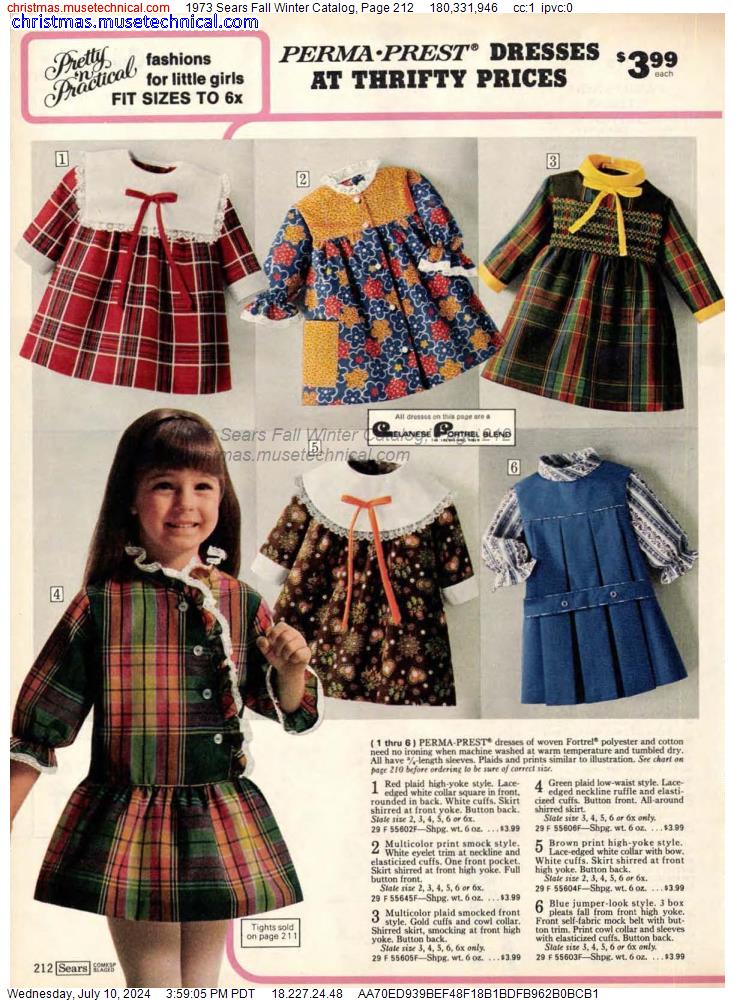 1973 Sears Fall Winter Catalog, Page 212