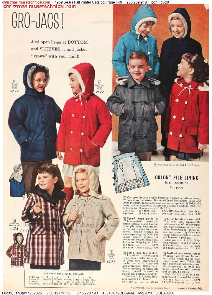 1959 Sears Fall Winter Catalog, Page 449