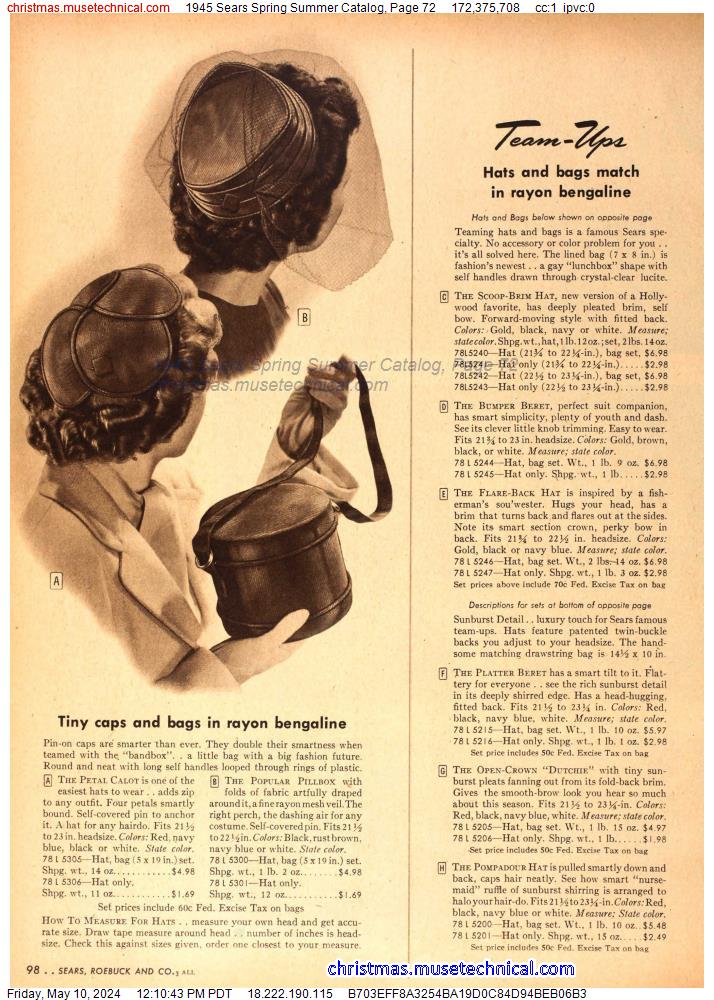 1945 Sears Spring Summer Catalog, Page 72