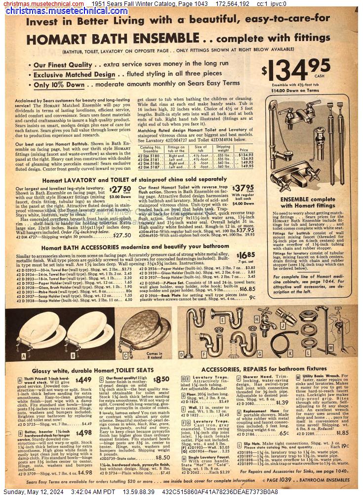 1951 Sears Fall Winter Catalog, Page 1043