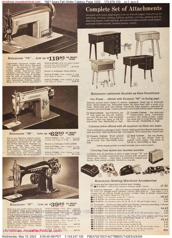 1961 Sears Fall Winter Catalog, Page 1202