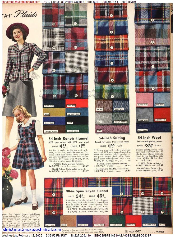 1942 Sears Fall Winter Catalog, Page 698