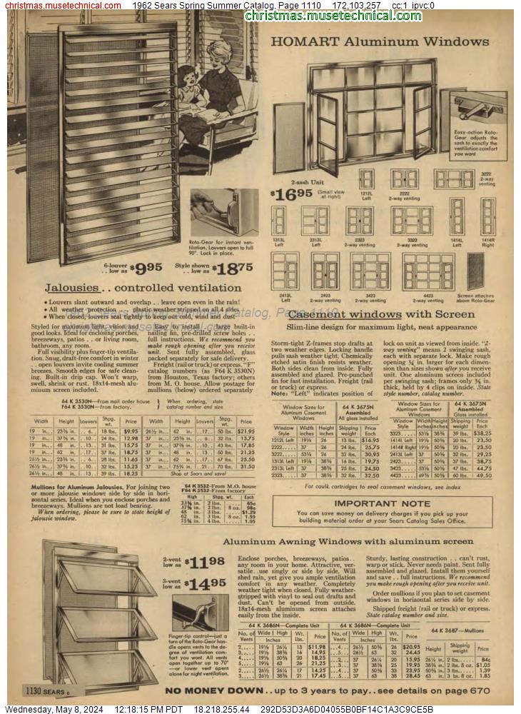 1962 Sears Spring Summer Catalog, Page 1110