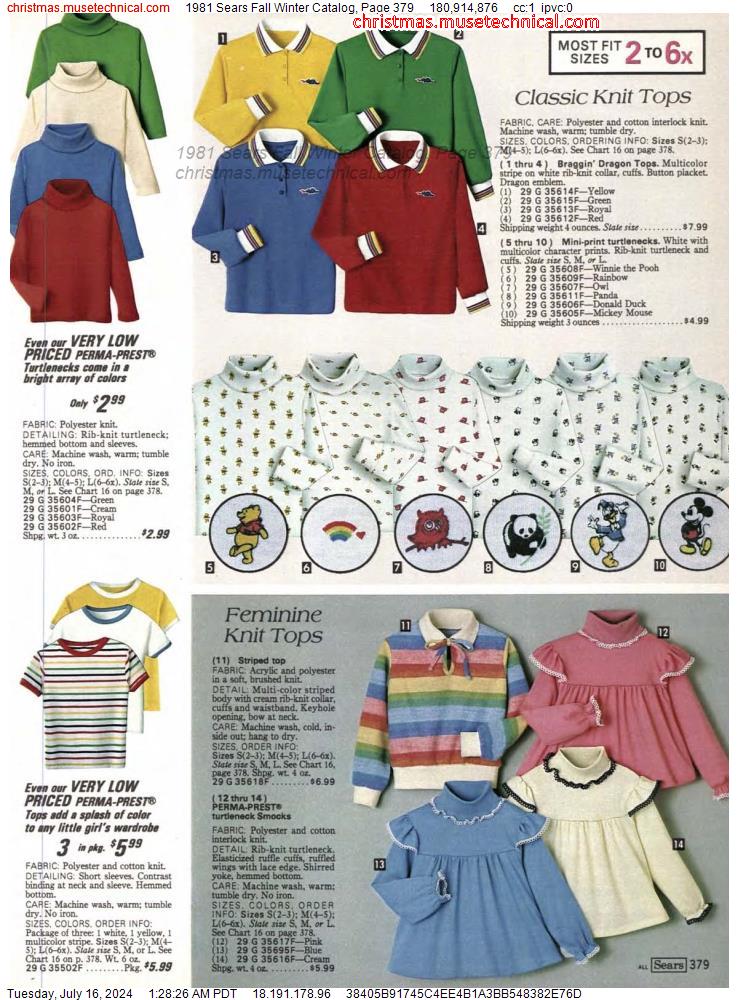 1981 Sears Fall Winter Catalog, Page 379