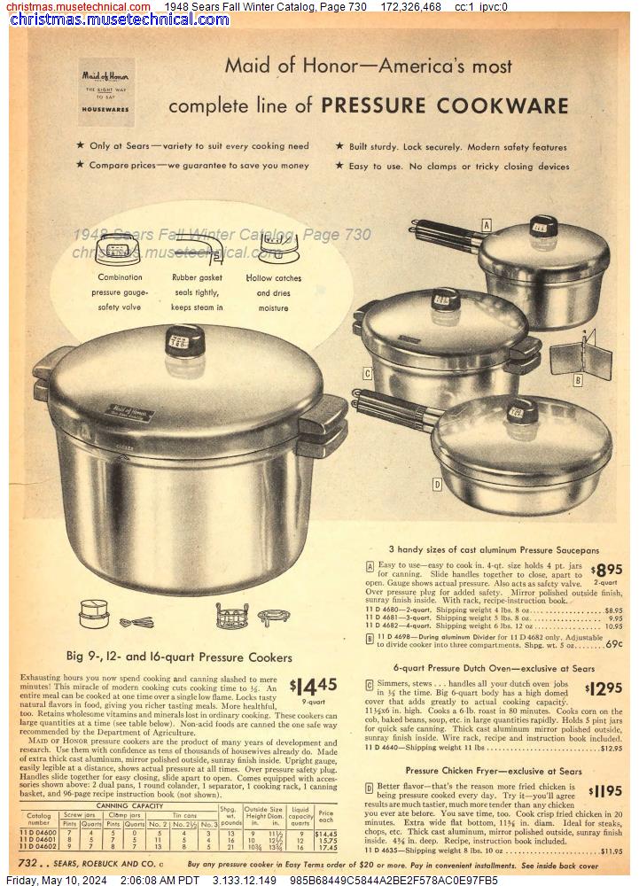 1948 Sears Fall Winter Catalog, Page 730