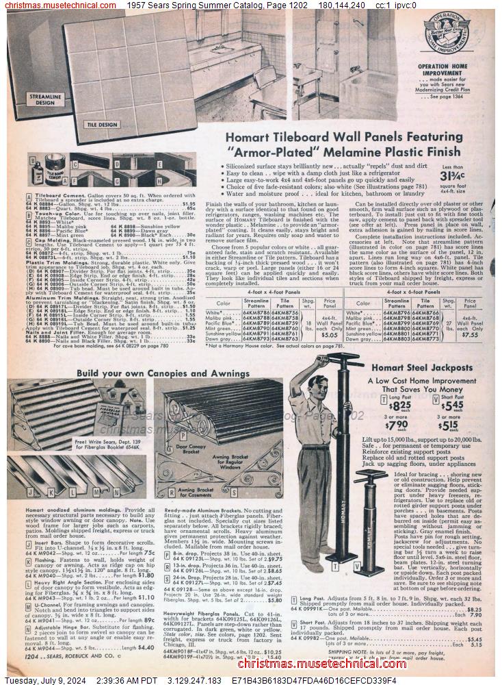 1957 Sears Spring Summer Catalog, Page 1202