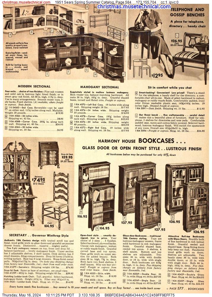 1951 Sears Spring Summer Catalog, Page 584