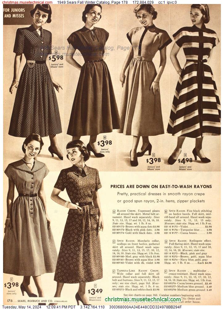 1949 Sears Fall Winter Catalog, Page 178