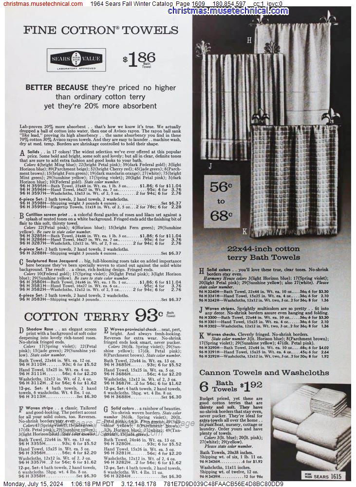 1964 Sears Fall Winter Catalog, Page 1609