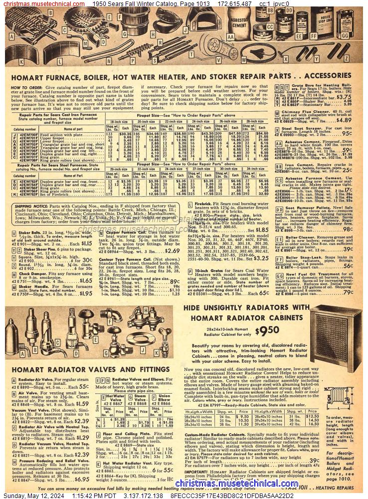 1950 Sears Fall Winter Catalog, Page 1013