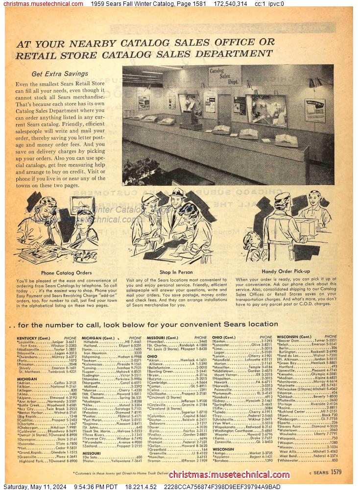 1959 Sears Fall Winter Catalog, Page 1581