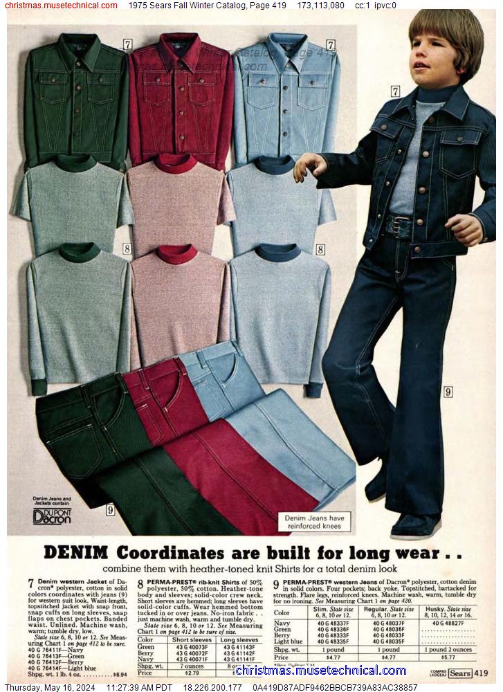 1975 Sears Fall Winter Catalog, Page 419