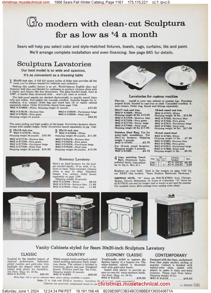 1966 Sears Fall Winter Catalog, Page 1161