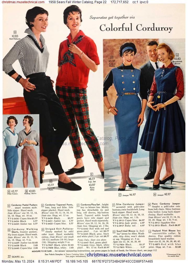1958 Sears Fall Winter Catalog, Page 22