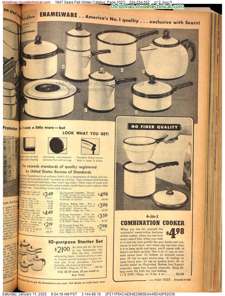 1947 Sears Fall Winter Catalog, Page 1023