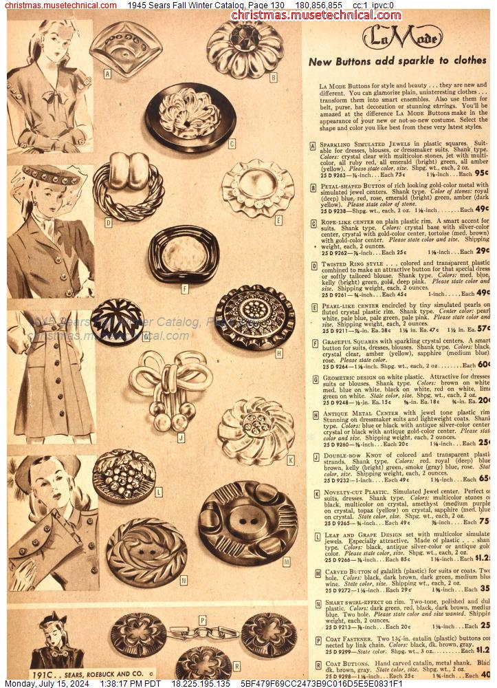 1945 Sears Fall Winter Catalog, Page 130