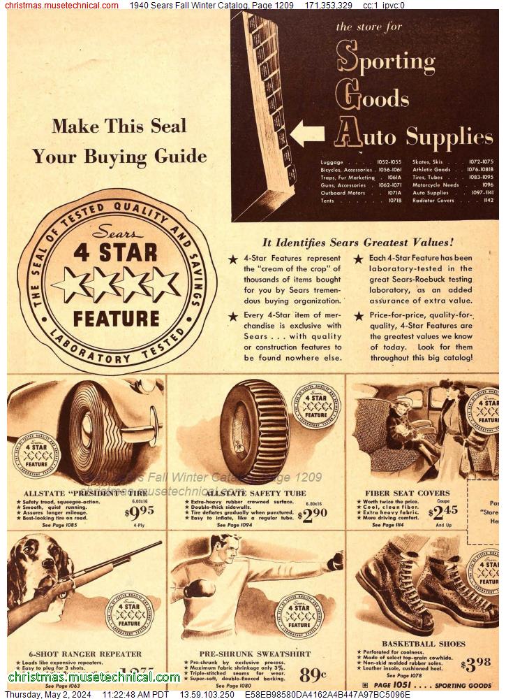 1940 Sears Fall Winter Catalog, Page 1209