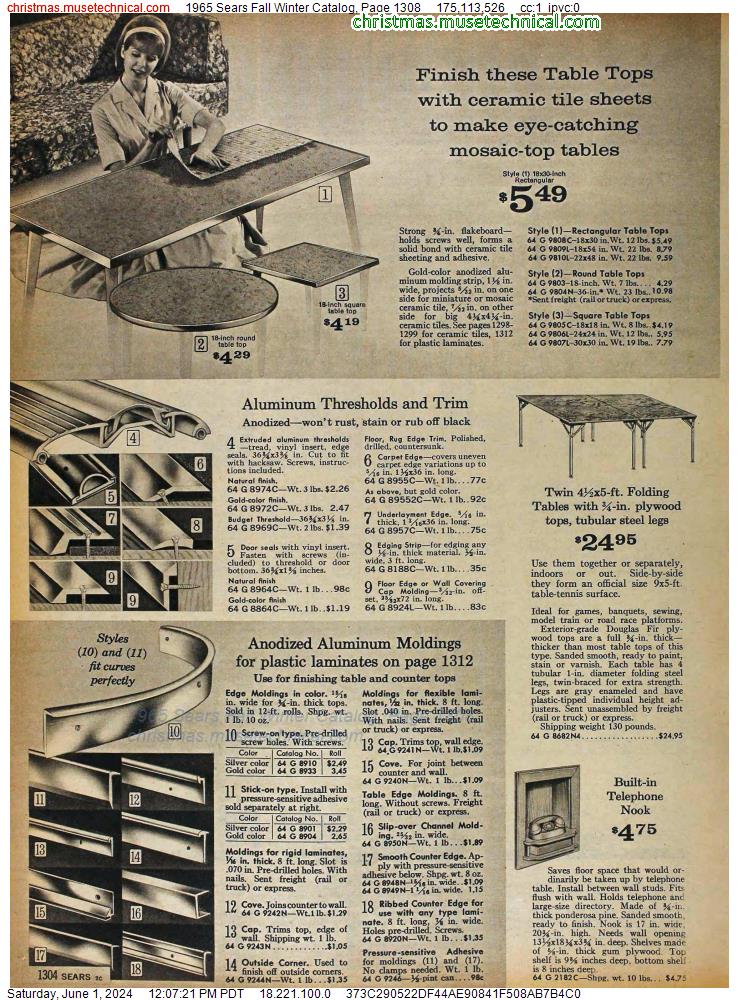 1965 Sears Fall Winter Catalog, Page 1308