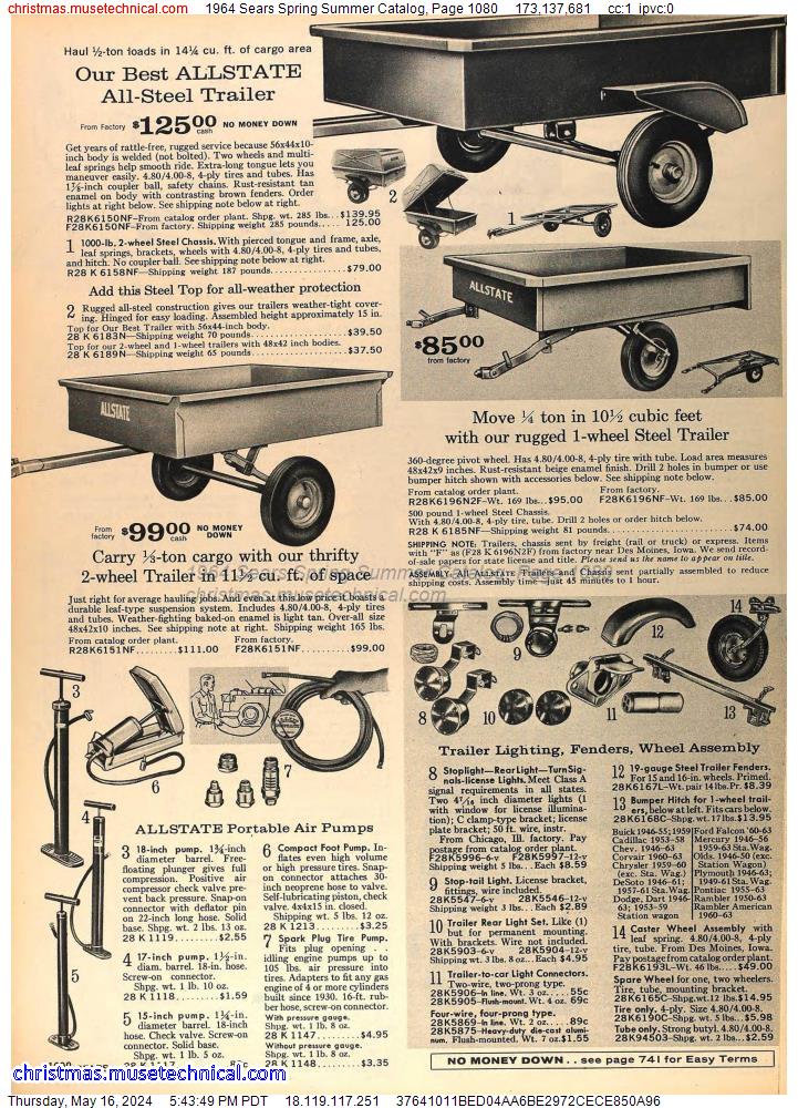 1964 Sears Spring Summer Catalog, Page 1080