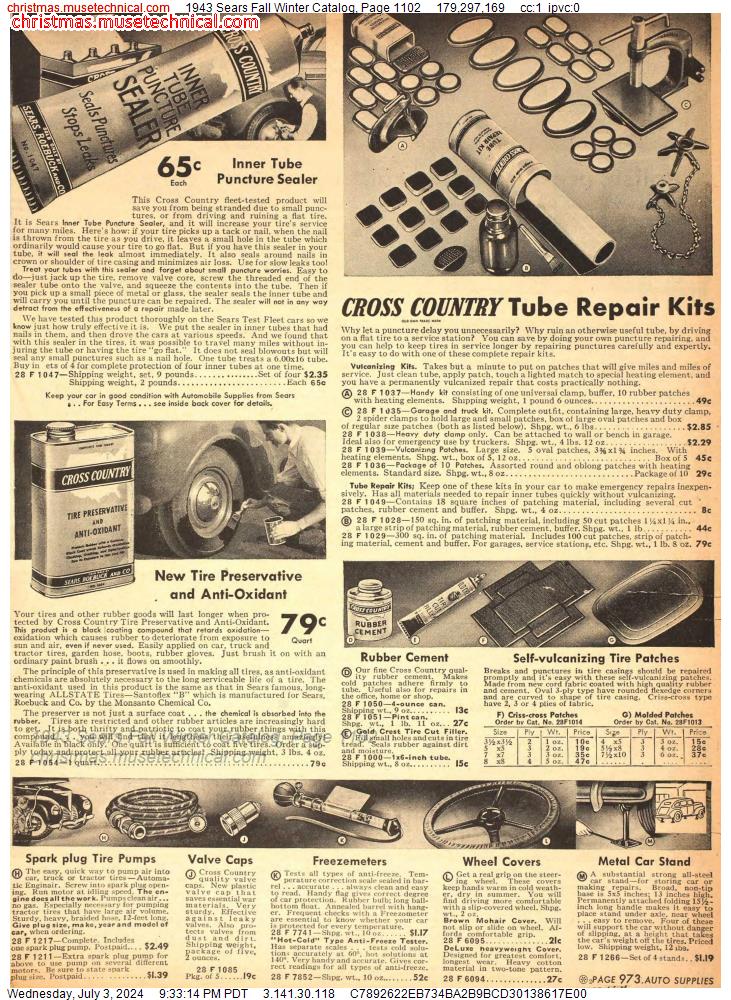 1943 Sears Fall Winter Catalog, Page 1102