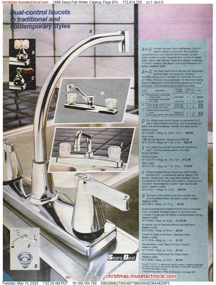 1986 Sears Fall Winter Catalog, Page 874