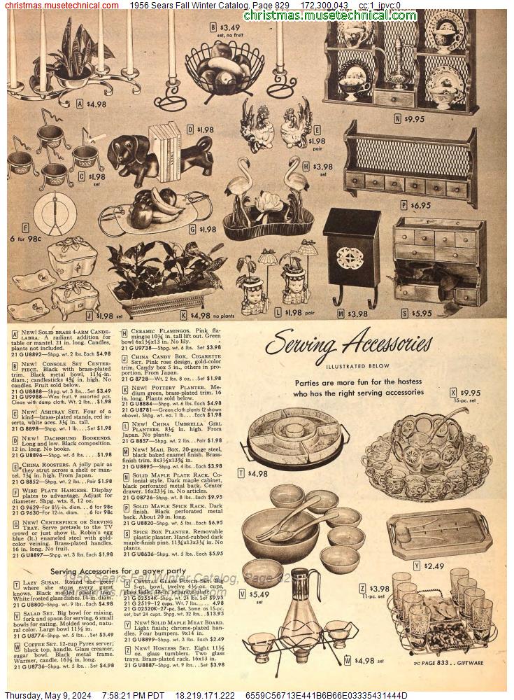 1956 Sears Fall Winter Catalog, Page 829