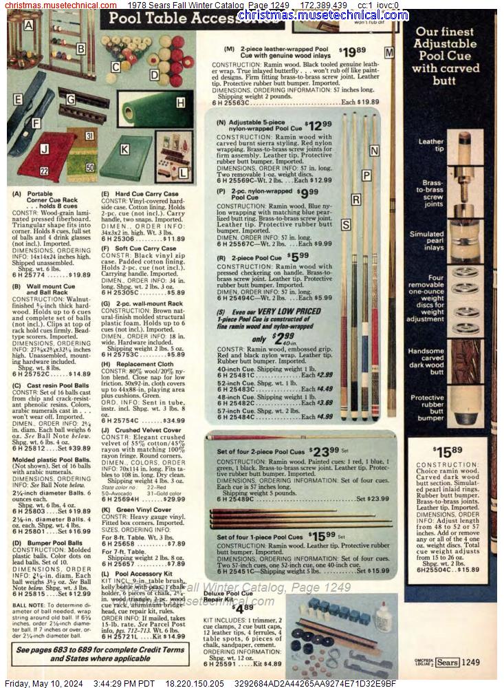 1978 Sears Fall Winter Catalog, Page 1249