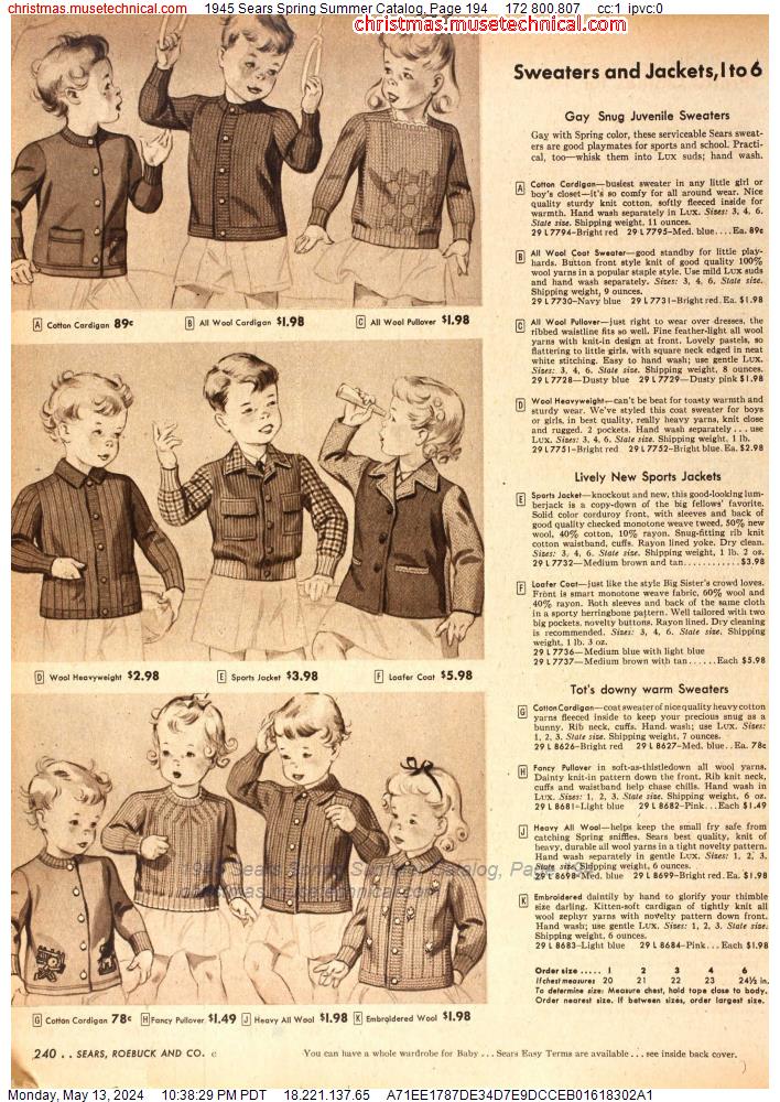 1945 Sears Spring Summer Catalog, Page 194
