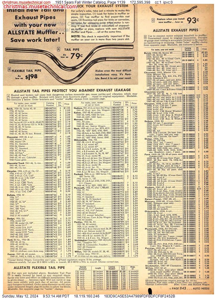 1951 Sears Fall Winter Catalog, Page 1139