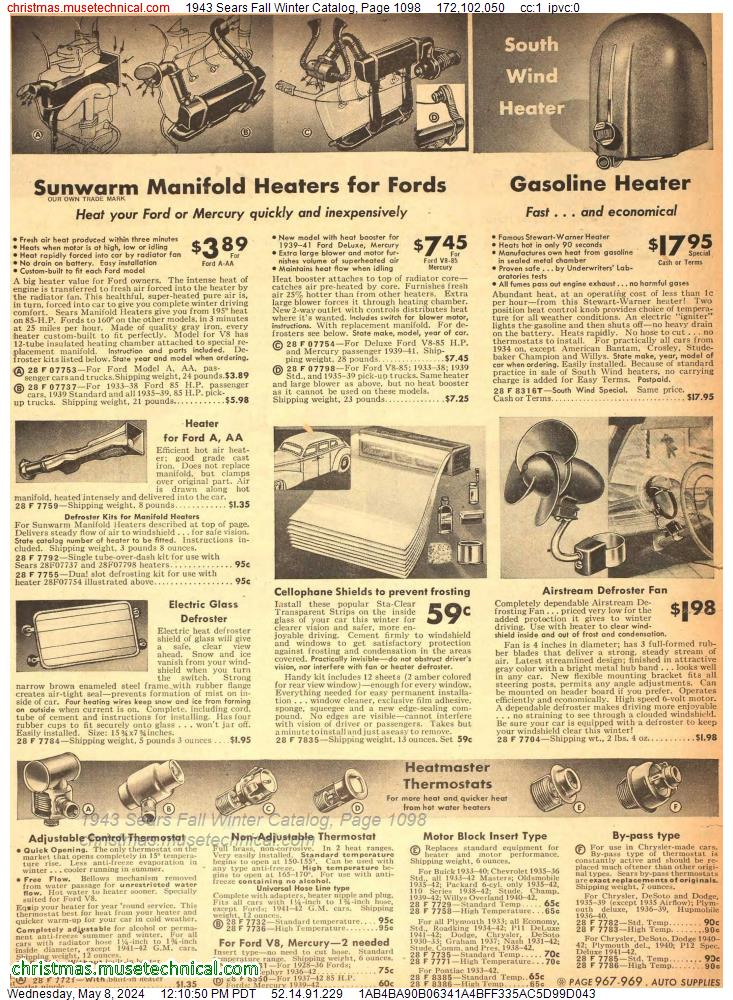 1943 Sears Fall Winter Catalog, Page 1098