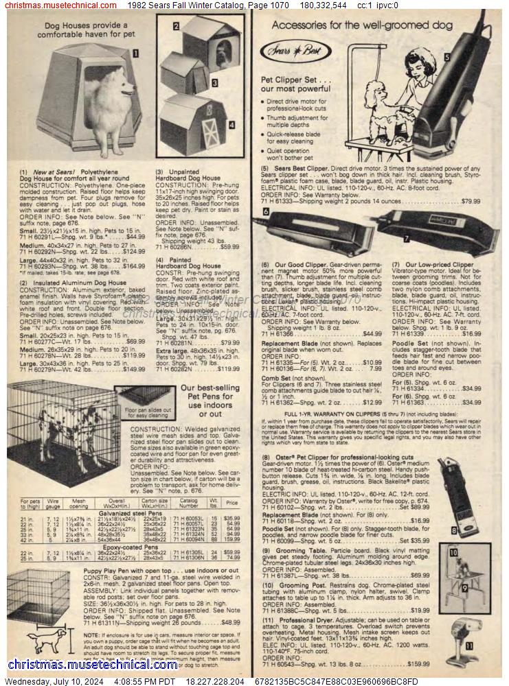 1982 Sears Fall Winter Catalog, Page 1070