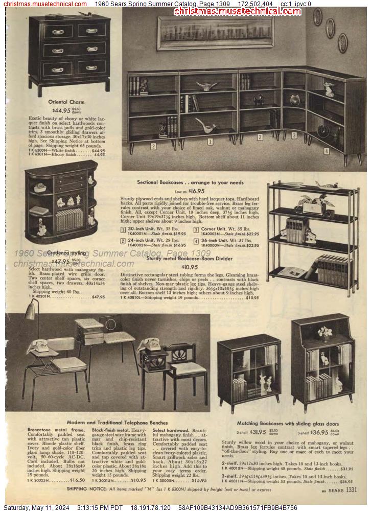 1960 Sears Spring Summer Catalog, Page 1309