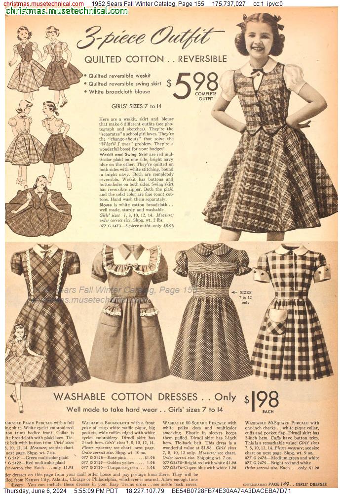 1952 Sears Fall Winter Catalog, Page 155