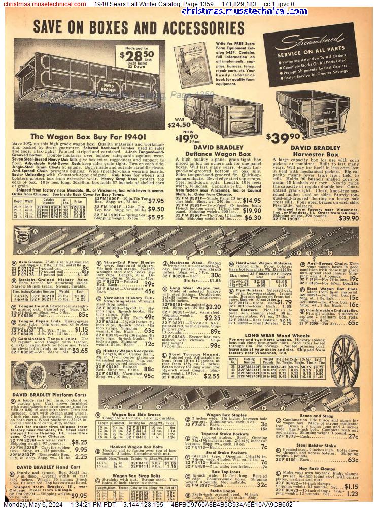 1940 Sears Fall Winter Catalog, Page 1359