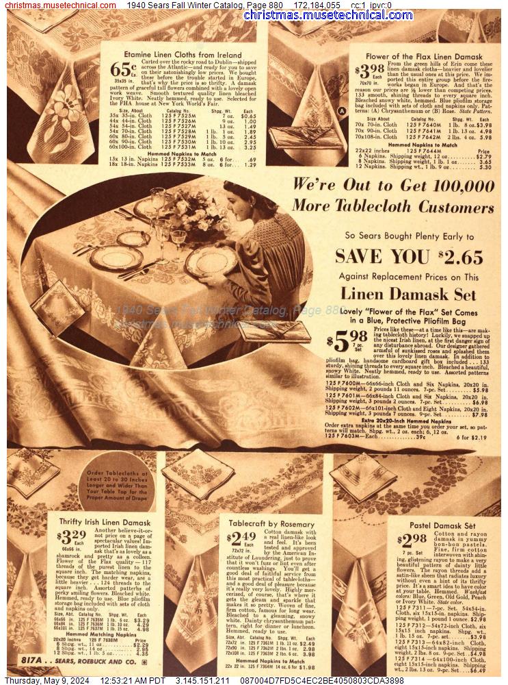 1940 Sears Fall Winter Catalog, Page 880