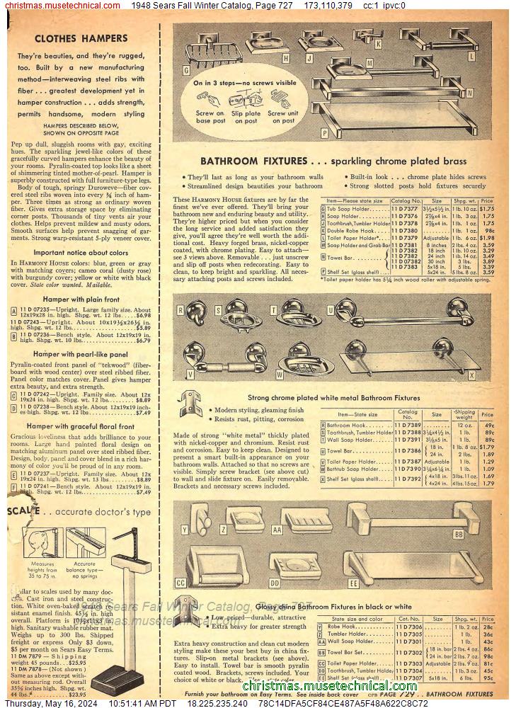 1948 Sears Fall Winter Catalog, Page 727