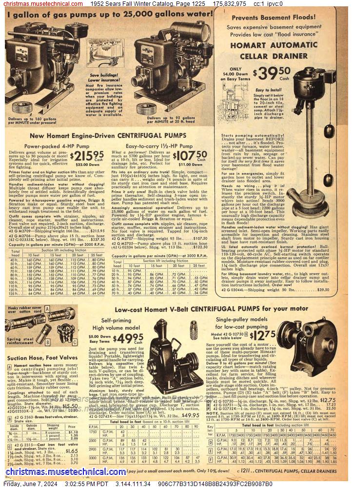 1952 Sears Fall Winter Catalog, Page 1225