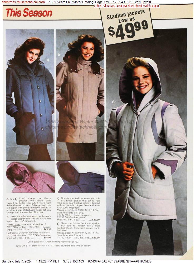 1985 Sears Fall Winter Catalog, Page 179