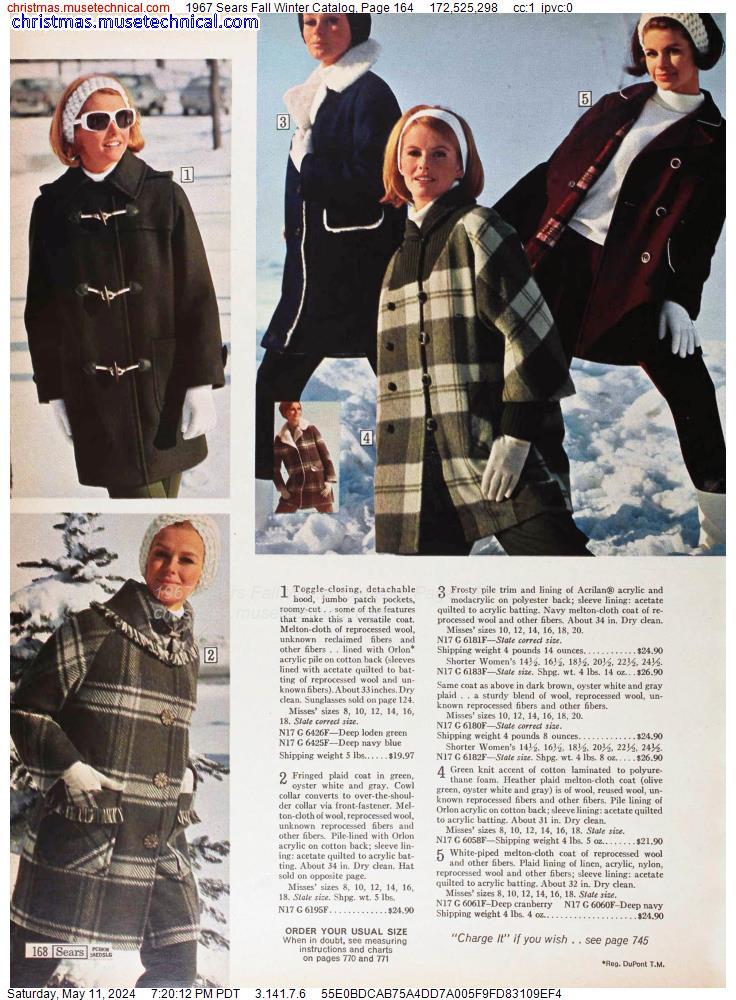 1967 Sears Fall Winter Catalog, Page 164