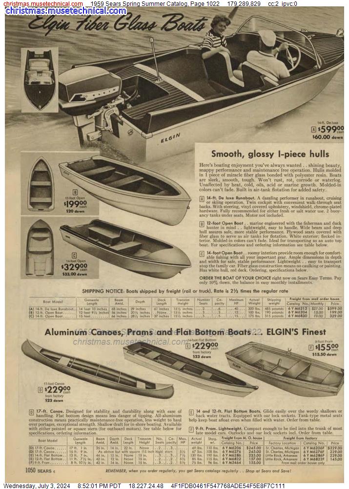 1959 Sears Spring Summer Catalog, Page 1022