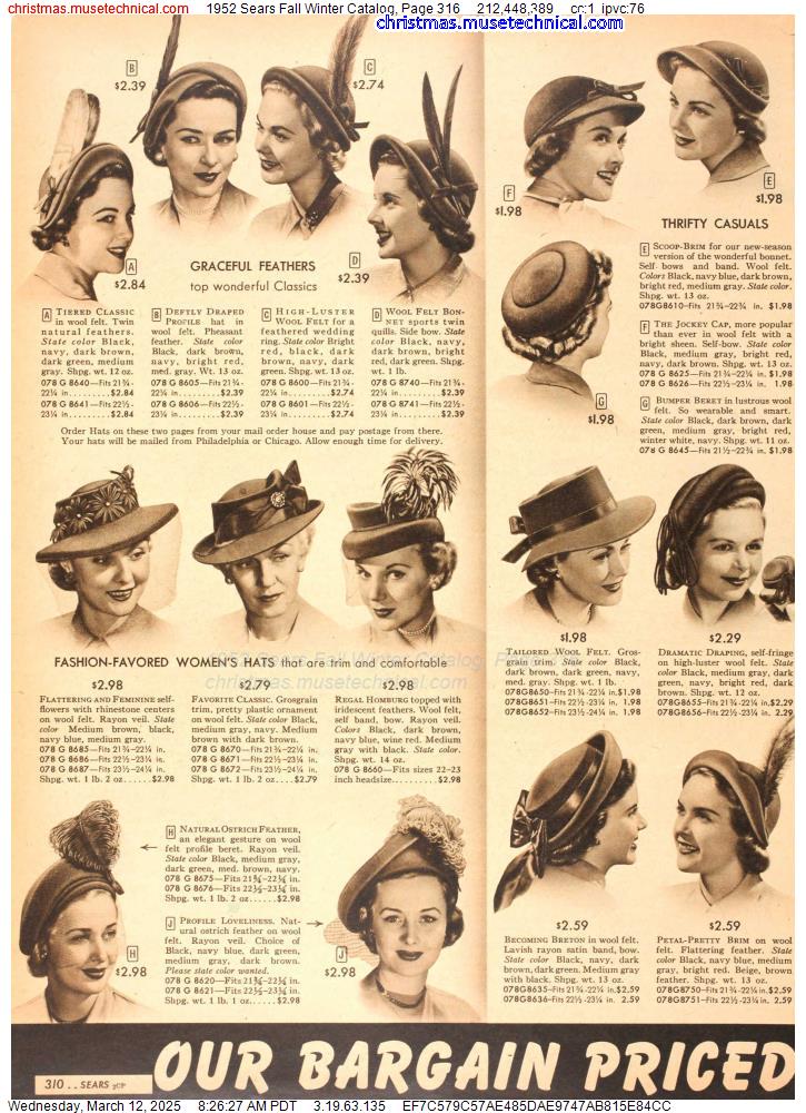 1952 Sears Fall Winter Catalog, Page 316