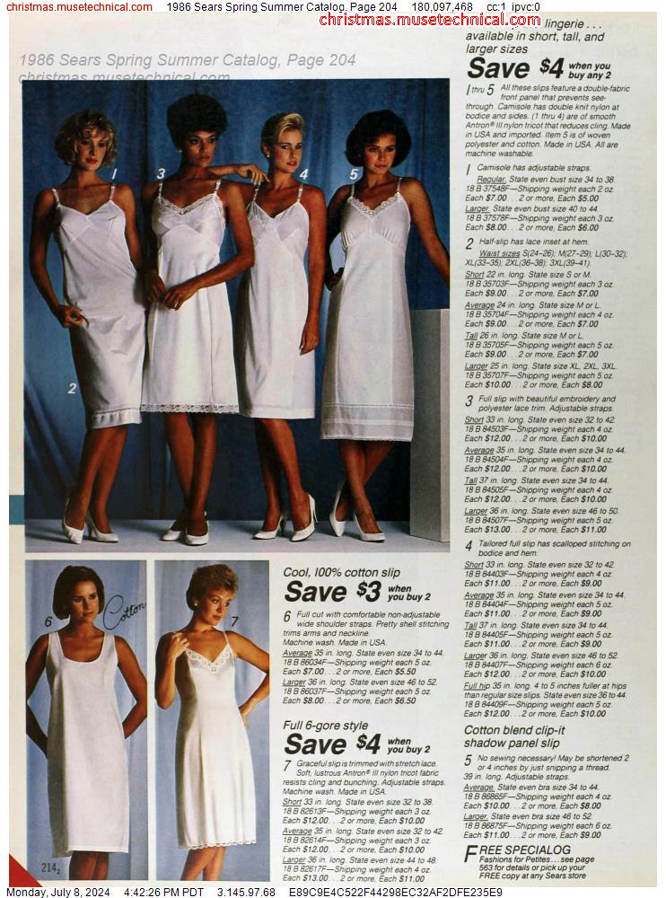 1986 Sears Spring Summer Catalog, Page 204