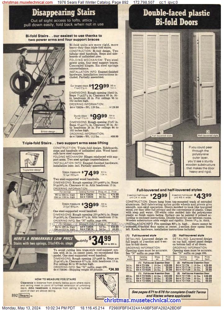 1976 Sears Fall Winter Catalog, Page 892