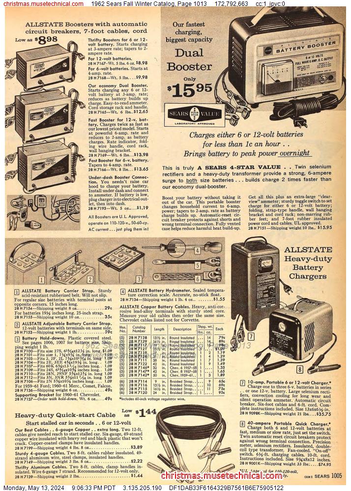 1962 Sears Fall Winter Catalog, Page 1013